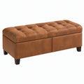 Panca contenitore 120 x 60 x 45 cm in rivestimento sintetico marrone con seduta capitonné