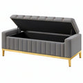 Panca contenitore 120 x 45 x 65 cm in tessuto grigio con seduta imbottita e apertura a gas