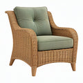 Poltrona 78 x 82 x 92 cm in vimini naturale con imbottitura verde stile rustico