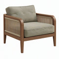 Poltrona 78 x 75 x 82 cm in legno marrone e tessuto beige - braccioli in corda stile naturale
