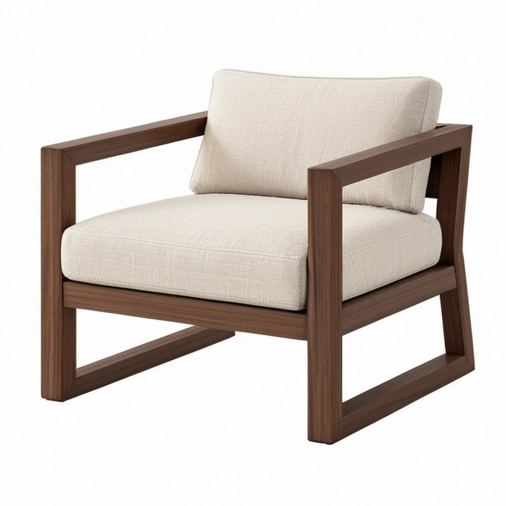 Poltrona 76 x 78 x 78 cm in legno e tessuto beige marrone stile moderno