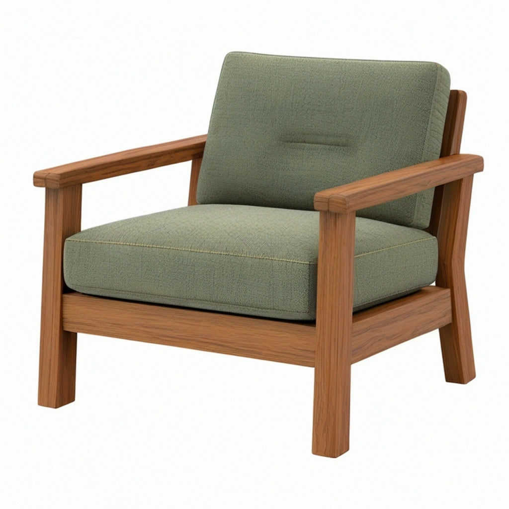 Poltrona 75 x 80 x 82 cm in legno e tessuto verde stile moderno