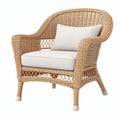 Poltrona 85 x 75 x 95 cm in rattan naturale beige con seduta imbottita stile bohémien