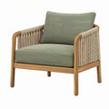 Poltrona 78 x 75 x 82 cm in legno e corda beige verde salvia - seduta imbottita