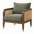 Poltrona 76 x 78 x 85 cm in legno e rattan verde oliva stile moderno
