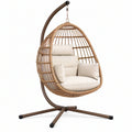 Poltrona sospesa 105 x 105 x 195 cm in rattan naturale e metallo marrone con seduta imbottita