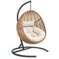 Poltrona sospesa 105 x 95 x 195 cm in rattan beige con struttura in metallo nero