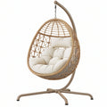 Poltrona sospesa da giardino 105 x 105 x 195 cm in metallo e fibra intrecciata marrone stile boho