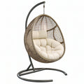 Poltrona sospesa 105 x 105 x 195 cm in fibra intrecciata marrone con struttura nera per relax