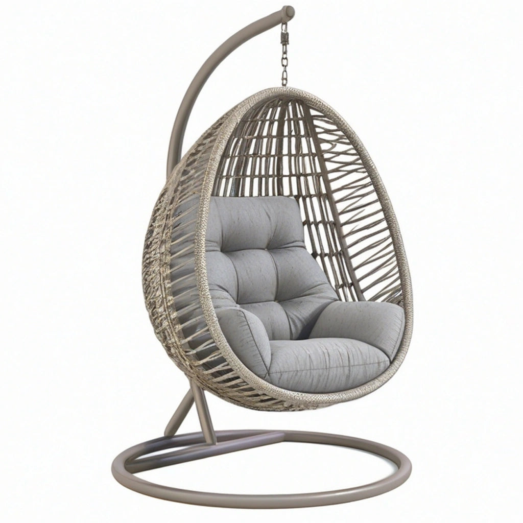 Poltrona sospesa 105 x 105 x 195 cm in metallo e rattan sintetico grigio per relax