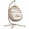 Poltrona sospesa 105 x 105 x 195 cm in rattan sintetico beige con struttura in metallo per interno stile boho