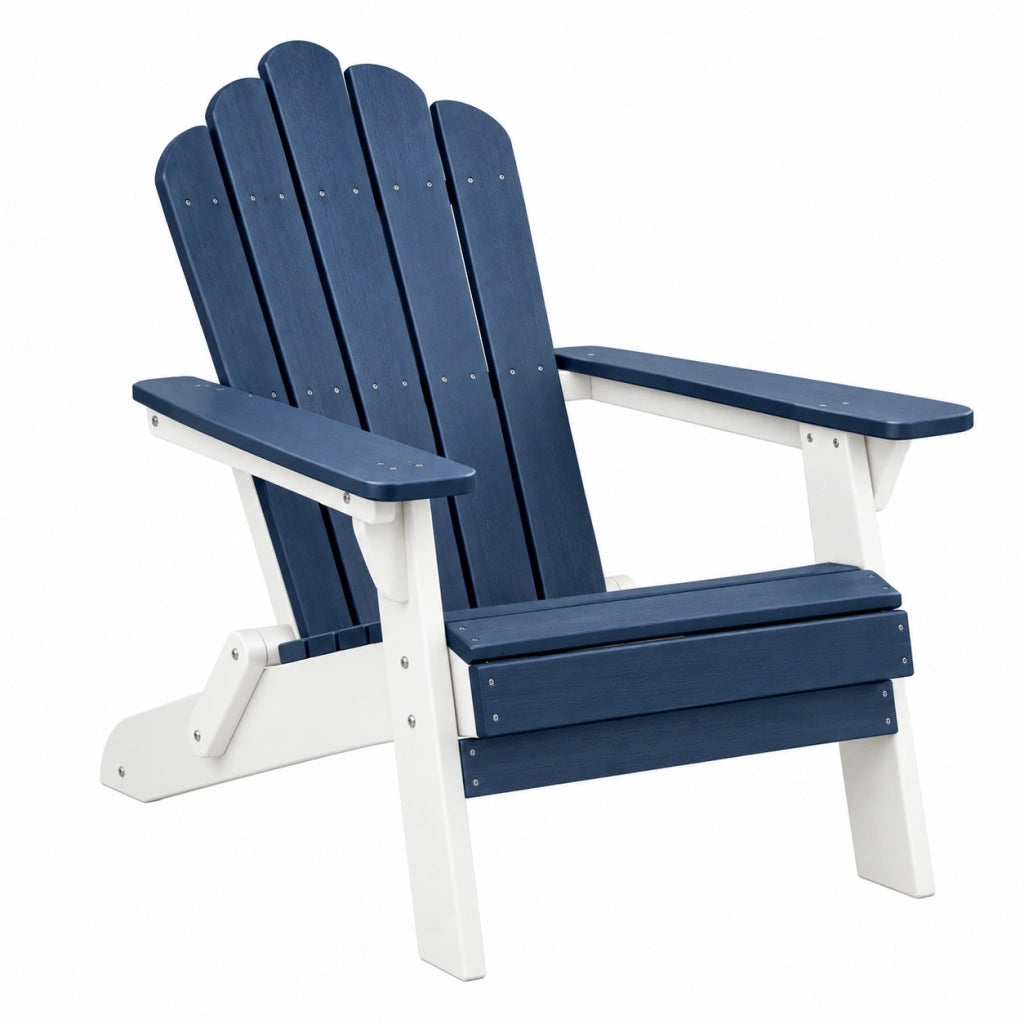 Sedia Adirondack 79 x 83 x 97 cm in legno blu e bianco da esterno stile classico