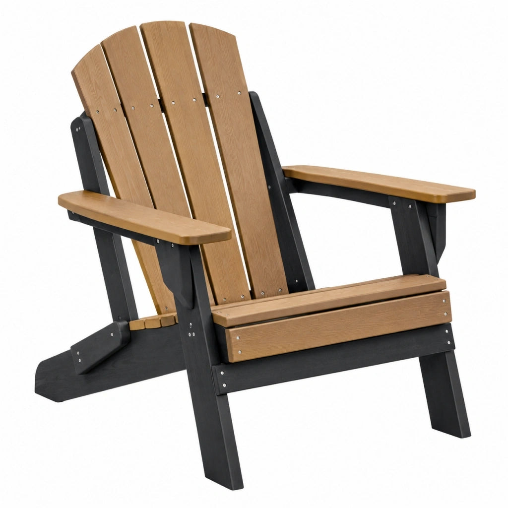 Sedia Adirondack da giardino 80 x 76 x 95 cm in legno marrone e nero - stile relax