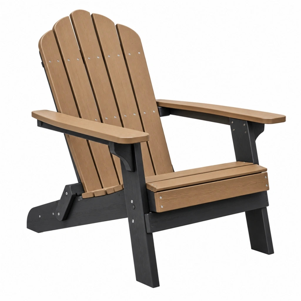 Sedia Adirondack 83 x 80 x 98 cm in plastica marrone/nero per esterno stile classico