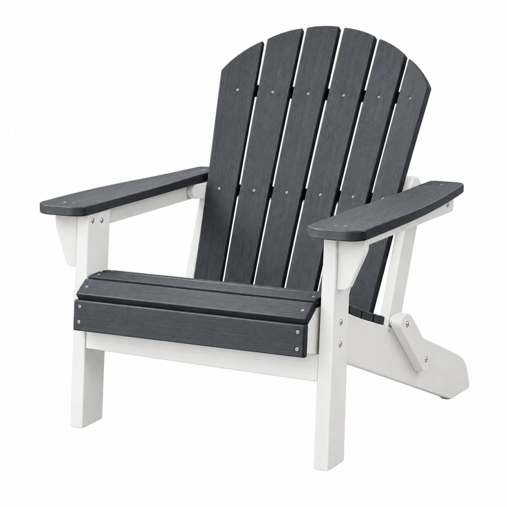 Poltrona Adirondack 80 x 90 x 100 cm in plastica grigio scuro e bianco - reclinabile da esterno