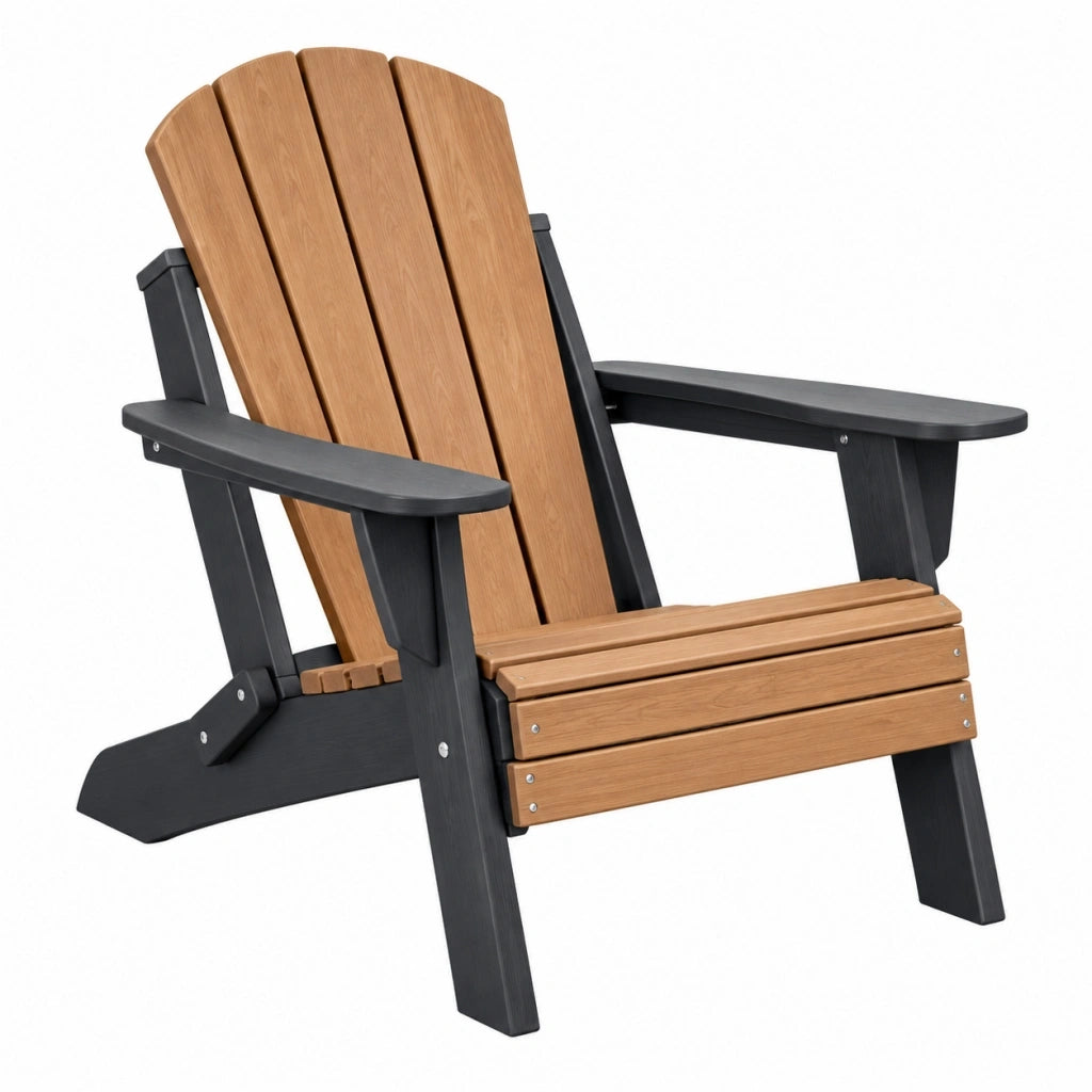 Sedia Adirondack 81 x 91 x 96 cm in polietilene marrone/nero per esterno stile classico