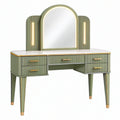 Toeletta 120 x 50 x 145 cm in legno verde salvia con specchio e cassetti stile moderno