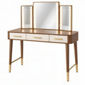 Toeletta 120 x 45 x 140 cm in legno e vetro marrone/bianco con specchio LED e 3 cassetti - stile moderno