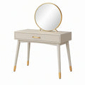 Toeletta con specchio 100 x 45 x 135 cm in MDF bianco e oro con cassetto stile moderno