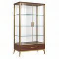 Vetrina 90 x 40 x 180 cm in vetro e legno marrone con struttura color ottone - stile moderno