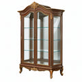 Vetrina 120 x 45 x 200 cm in legno marrone con vetro stile classico