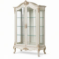 Vetrina 110 x 45 x 190 cm in legno e vetro bianco avorio stile classico